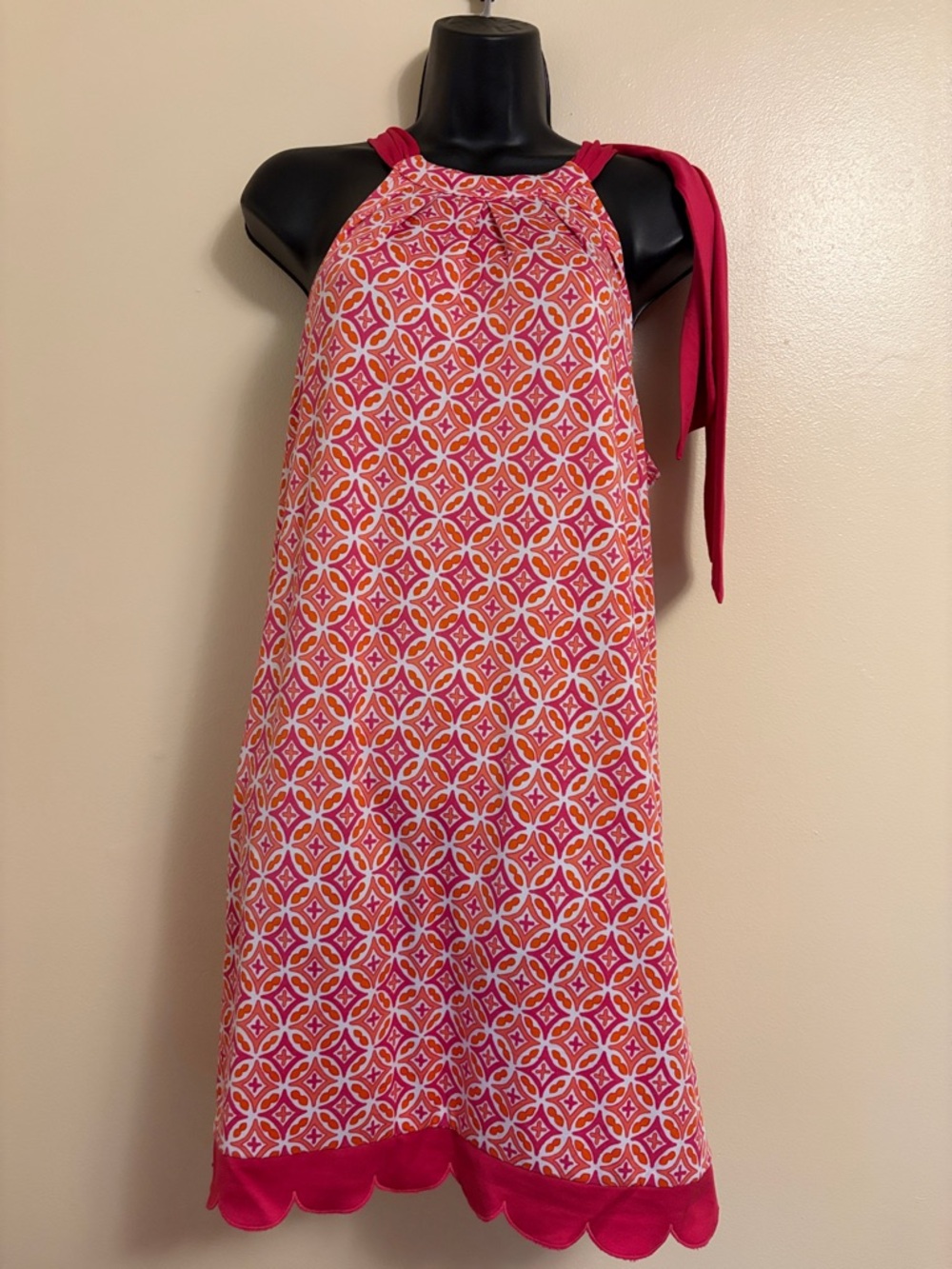 Mud Pie Pink and Orange Tie-Halter Dress